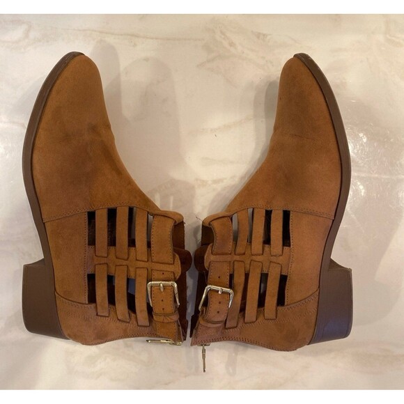 American Eagle Outfitters Ankle Boots Size 9.5 Brown Faux Suede Zipper Back - Picture 6 of 12